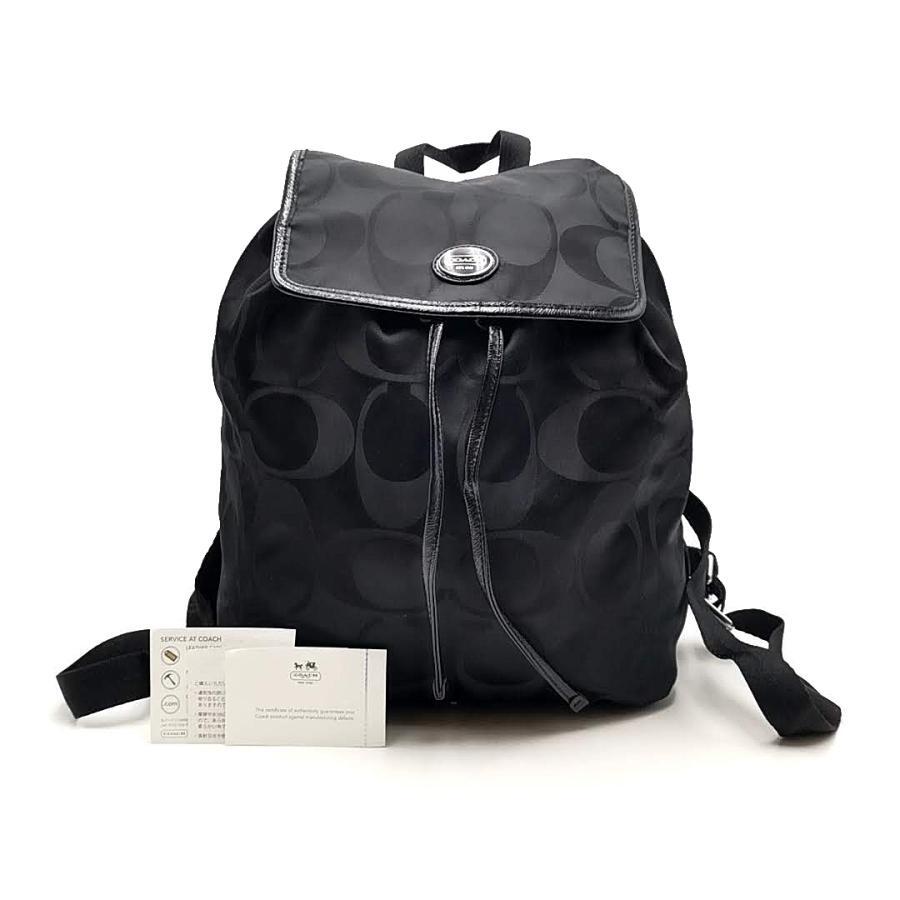 Coach Rucksack Bag F77350 Folding Signature Black Ladies