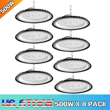 UFO LED High Bay Light 8 Pack 500W Industrial Factory Warehouse Shop Commercial