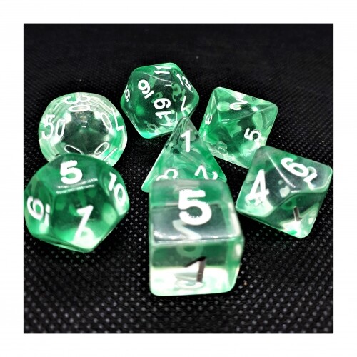 Ensemble de Dés Transparent - Nebula Vert (7)