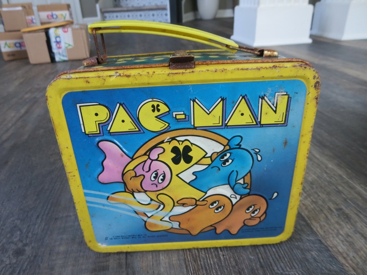PAC-MAN 1980 Metal Lunch Box Bally Midway Mfg. Vintage No Thermos
