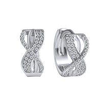 Ohrschmuck Creolen Ohrringe 925 Sterling Silber Glanz Poliert Zirkonia Weiß V