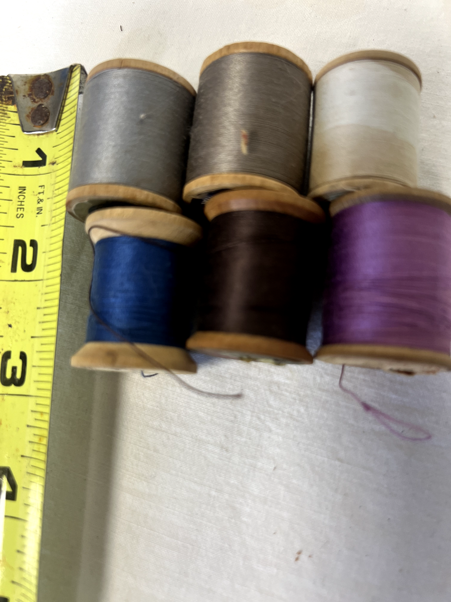 Six vintage wood spools mercerized thread, J&P Coats, Coats