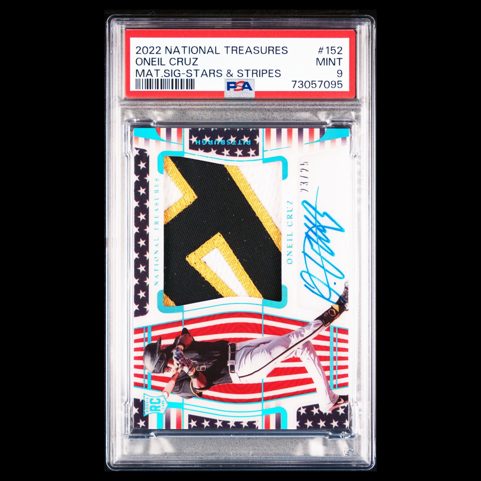 2022 National Treasures ONEIL CRUZ MLB Stars & Stripes RC Auto /25 PSA 9 MINT view 3