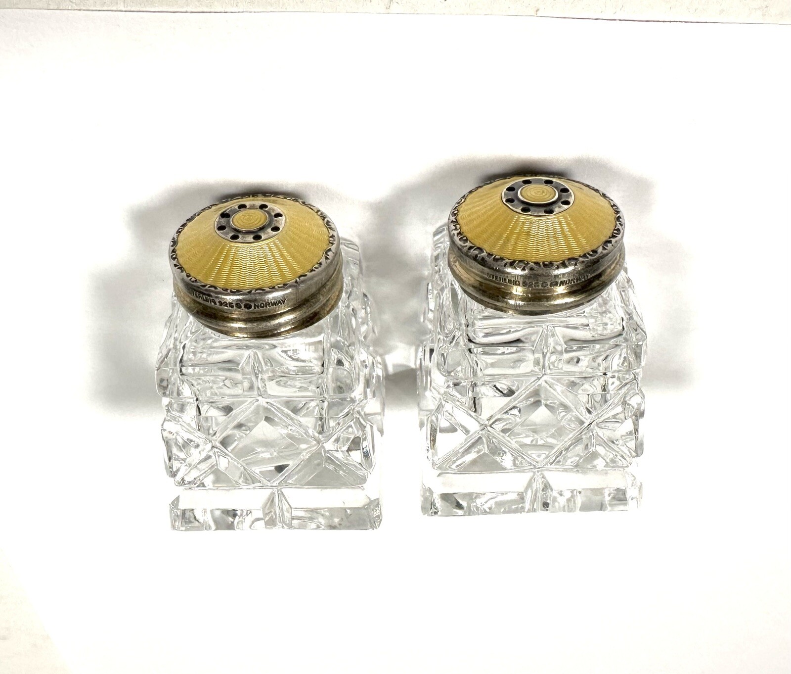 Hroar Prydz Norway Guilloche Enamel 925 Sterling Crystal Salt Shaker eBay