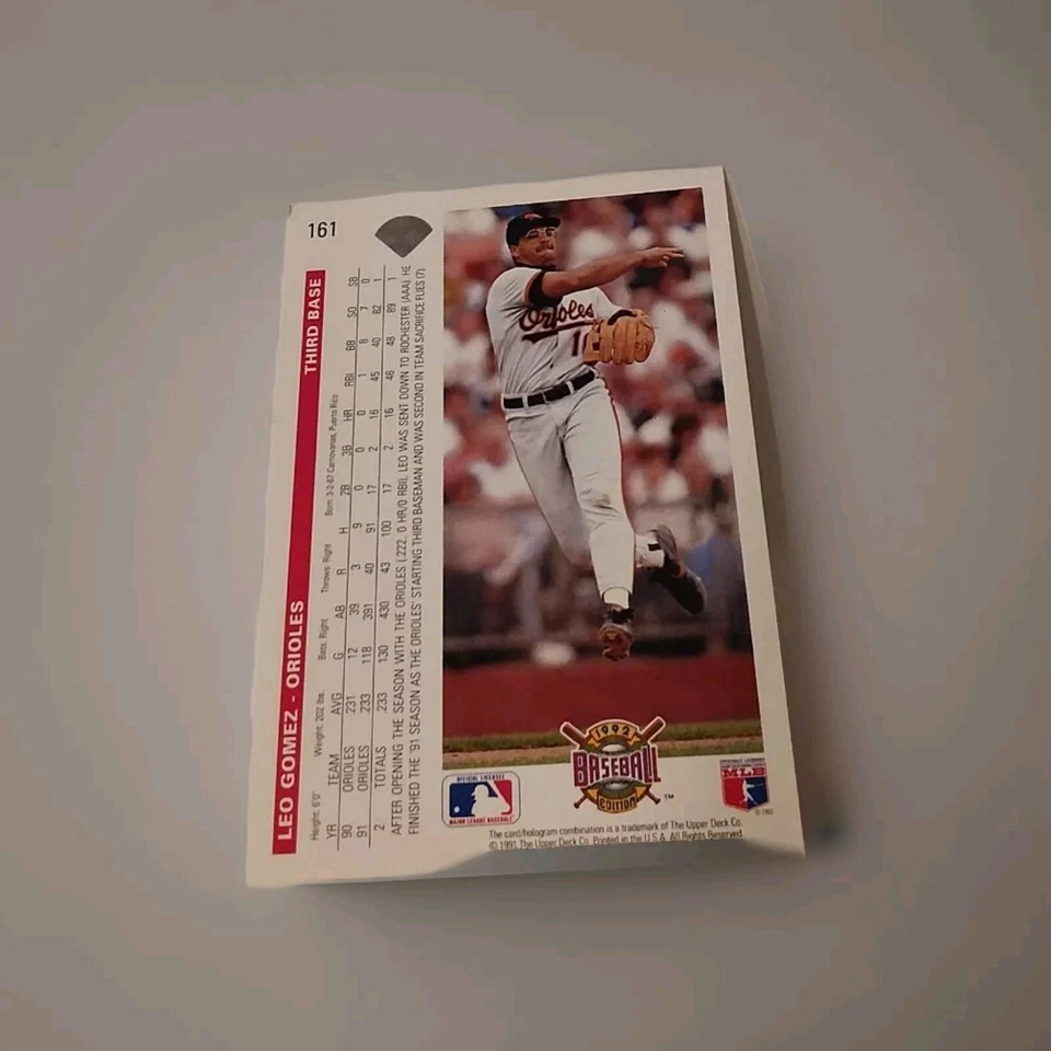 Upper Deck 1992 Leo Gomez Card #161 - Image 2 of 2