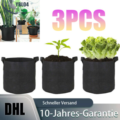 3 Pcs 11LPflanztasche Pflanzsäcke Mit Henkeln Plant Grow Bag Gemüse Pflanzsack