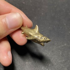 Brass Keychain Shark Marine Decoration Gold Shark Statue EDC Paracord Beads