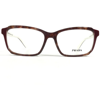 Prada Eyeglasses Frames VPR 01V CDK-1O1 Red White Brown Tortoise 55-16-140