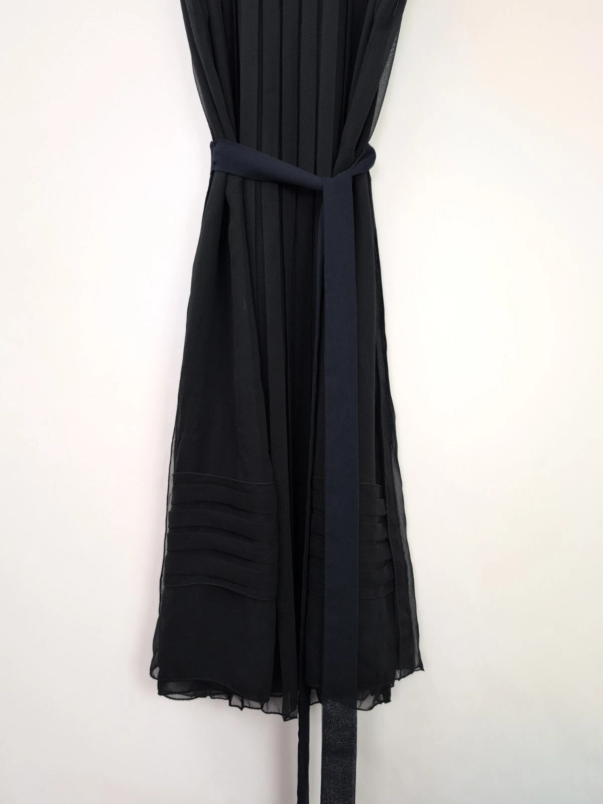 Mini abito donna MIU MIU 2010 taglia US M IT42 nero blu seta plissettato