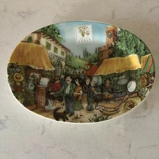 Effetti D'Arte Oval Decorative Plate Antique Flea Market Scene Handmade Italy 