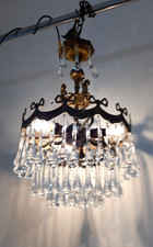 Lampadario d'epoca ottone cristalli impero Ø 35 cm Old empire Chandelier Lustre