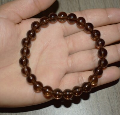 Natural 8mm Smoky Quartz Stone Bracelet Crystal Stretch Bracelet Handmade
