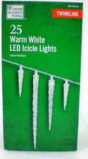 Home Accents Holiday 25 Twinkling Warm White LED Icicle Lights New 1005405341