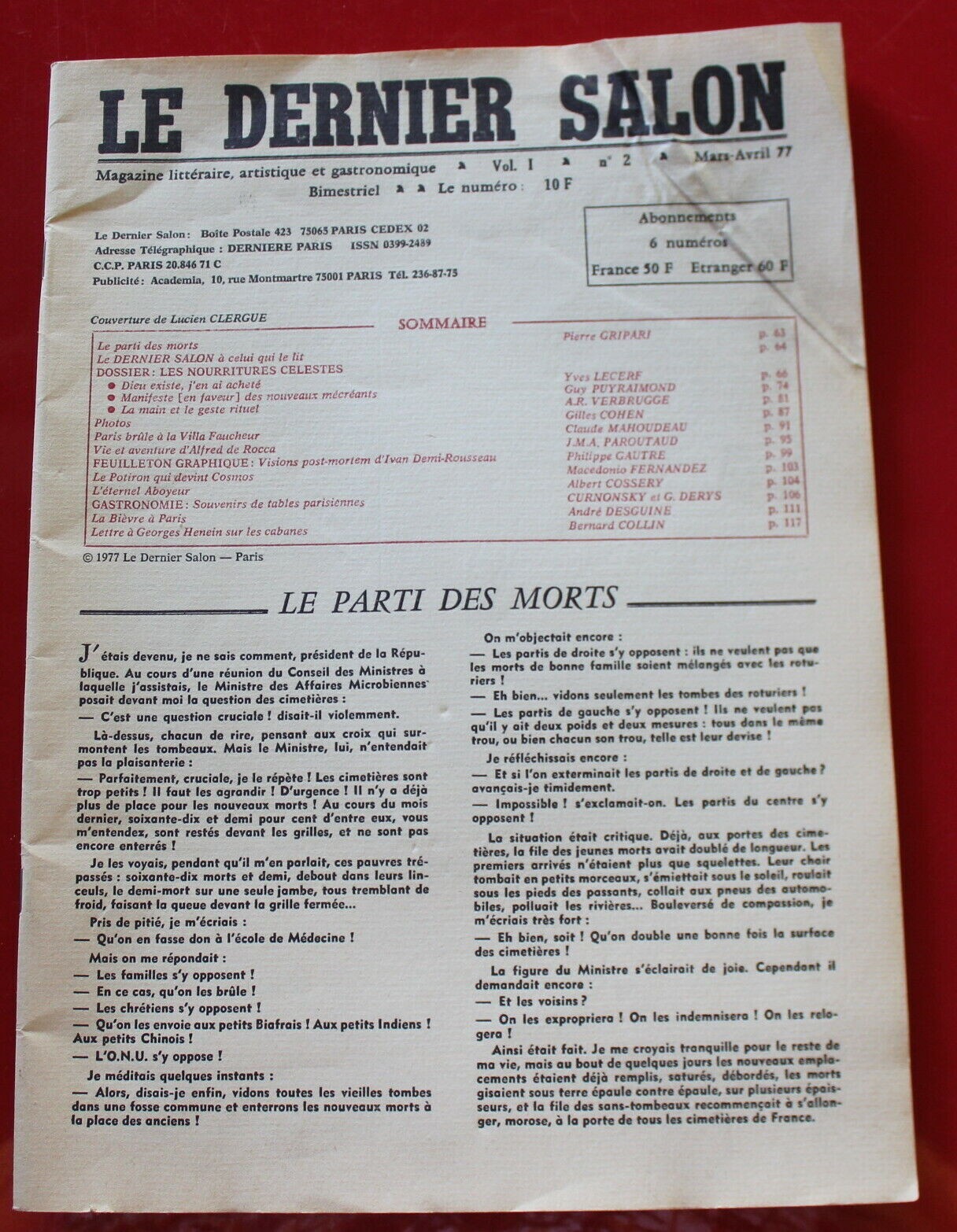 1977 - Der letzte Salon / Zeitschrift für Literatur, Kunst und Gastronomie / Nr. 2