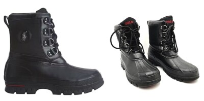Polo Ralph Lauren Lowen Duck Waterproof Black Boots Shoes Mens 8