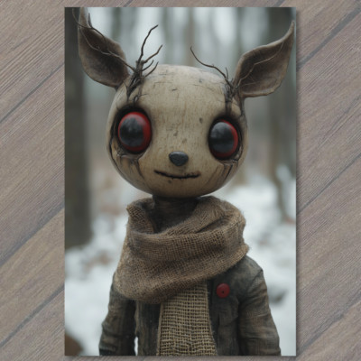 FLATCARD Creepy Reindeer Red Eyes Nightmare Holiday Horror Fantasy ...