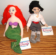 Little Mermaid's ARIEL  ERIC - Retired Disney Store Bean Bag Plush Toys - NWT