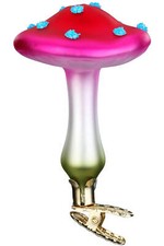 Inge-Glas Clip-on Misty Veil Mushroom 10049S024 German Glass Ornament w/Gift Box