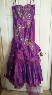 PURPLE PANOPLY PEACOCK SEQUIN STONE TAFFETA PROM PAGEANT GOWN DRESS SIZE 8  | eBay