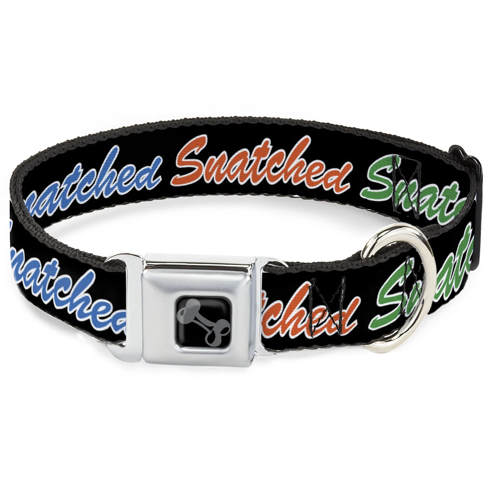 Dog Collar Bone SNATCHED Script Black/Multi Color Large 15-24" (US IMPORT)