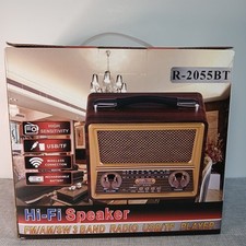 Vintage Design Bluetooth FM/AM Rechargeable USB AUX TF Card 2055BT Speaker Radio