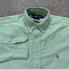Ralph Lauren Oxford Shirt Men M Green Solid OCBD Long Sleeve Blake Relaxed