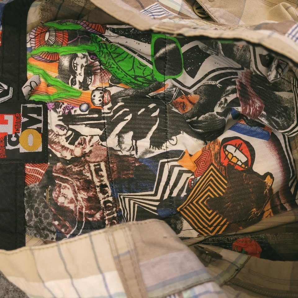 Pantalones Cortos Volcom Beta Para Hombre 30x11 Cuadros Marrón Tostado Chino Patinador Foto 4 de 4