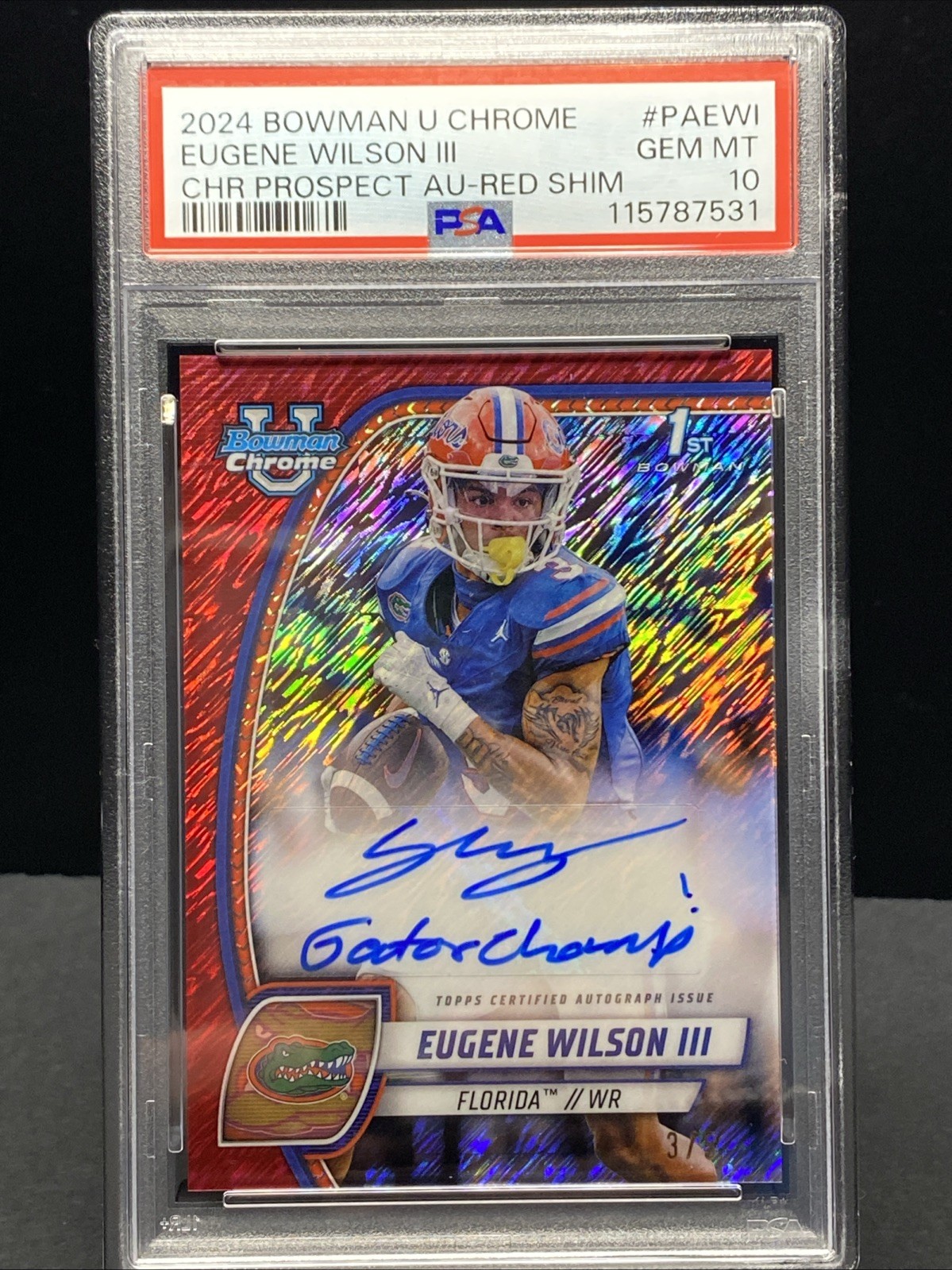 2024 Bowman U Chrome Eugene, Wilson lll CHR PROSPECT AU-RED SHIM PSA10 GATORS 🐊