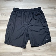 Nike Swim Shorts Men  s Black Size L Mesh Lined 8.5  Inseam Adjustable Drawstring