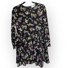  Boho Women's S 4 Long sleeve tiered smock mini dress Ditsy floral print 
