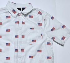 Mad Engine USA America Flag Shirt White Mens Large Short Button Down 4th Of July