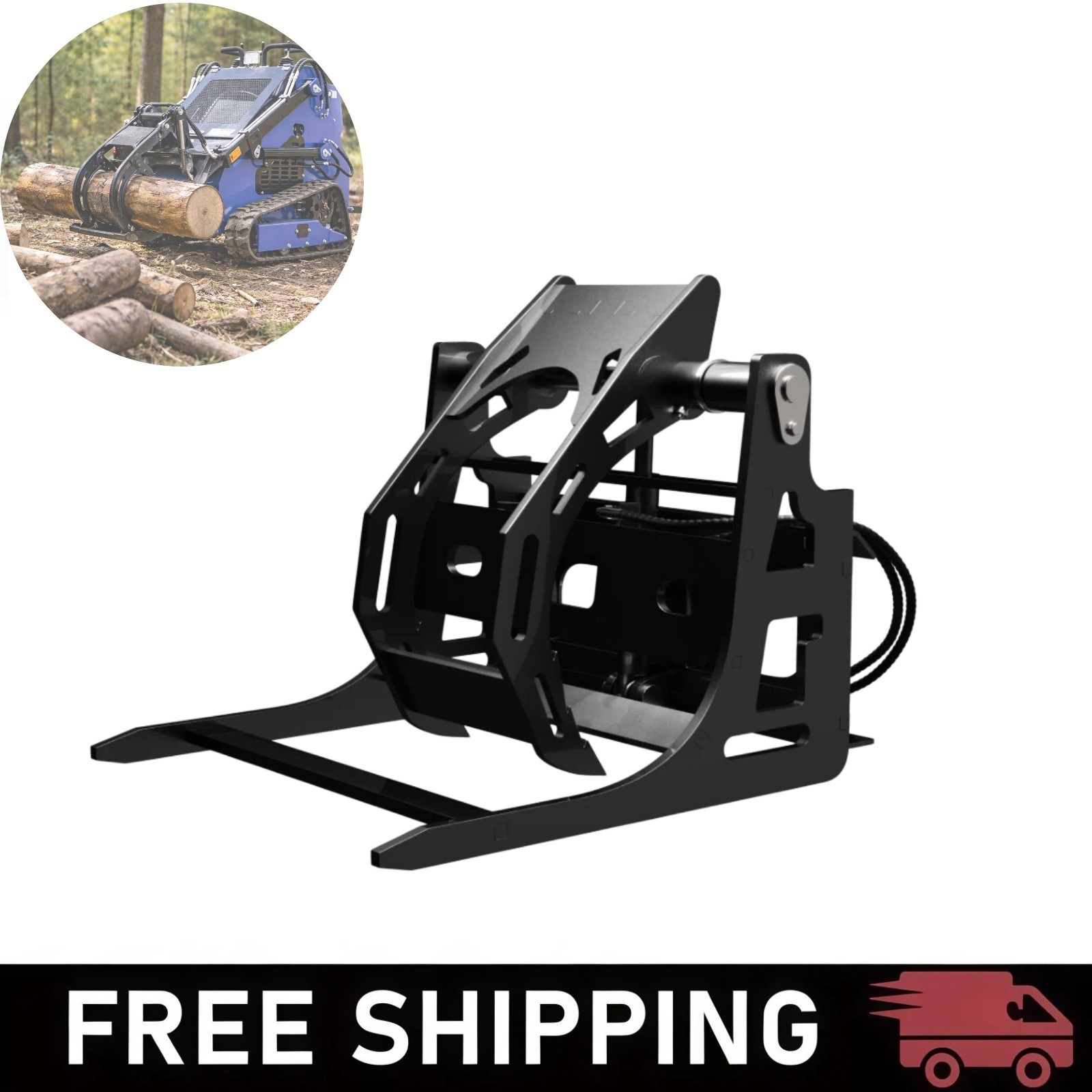 Log Grapple Attachment For Mini Skid Steer Loader Track Hydraulic Grabber NEW