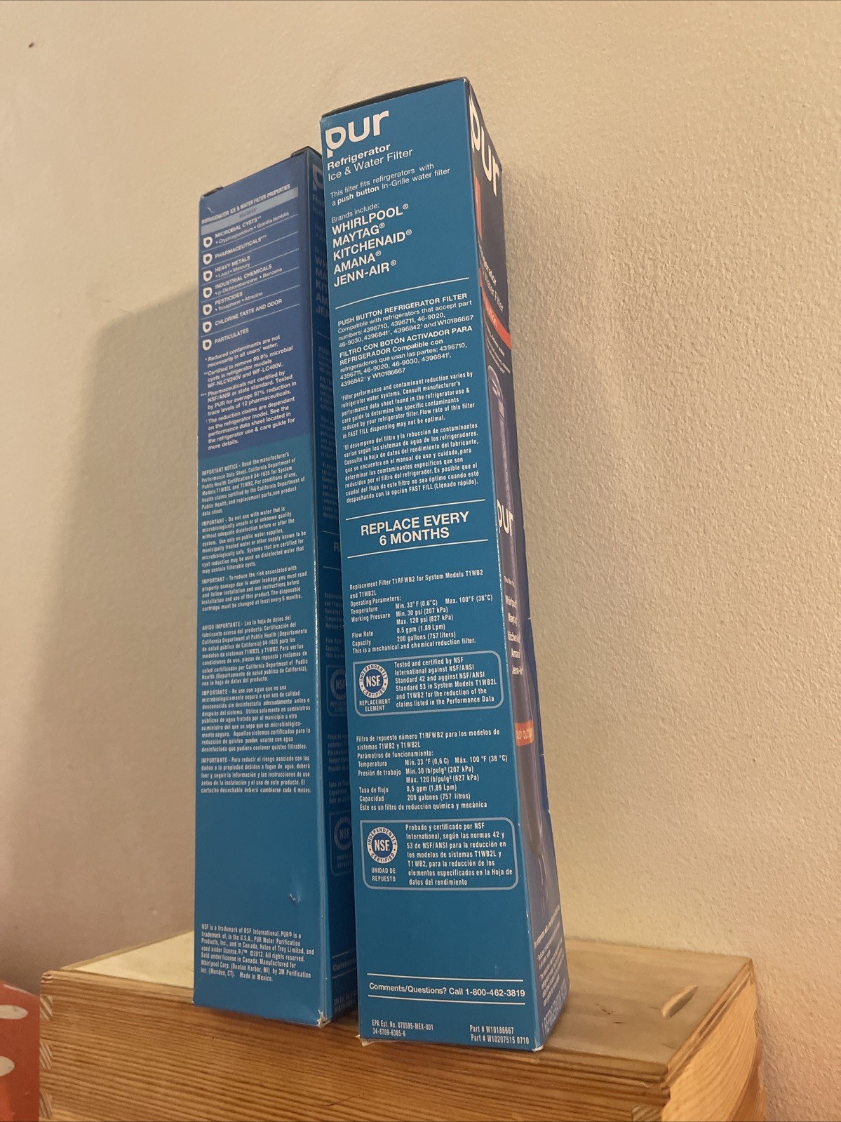 2x PUR Refrigerator Ice & Water Filter Cartridge Push Button In-Grille W10186667