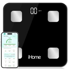 iHome Digital Bluetooth Smart Scale for Body One Size, Black
