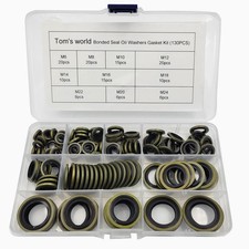 130PCS Self Centered Bonded Seal Oil Washers Gasket Assortment Kit for Plumbing