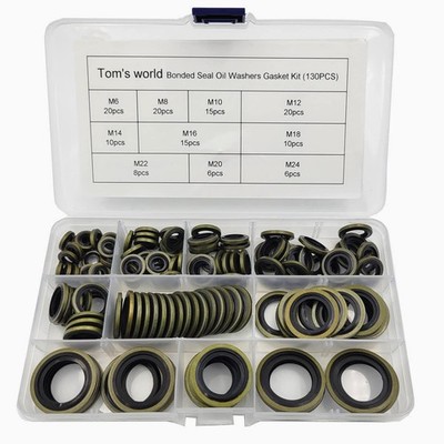 130PCS Self Centered Bonded Seal Oil Washers Gasket Assortment Kit for Plumbing