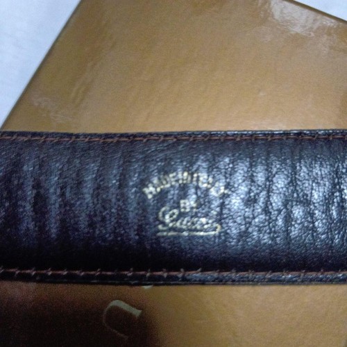 Gucci cintura uomo in pelle marrone fibbia oro 75 30 - Foto 10 di 11