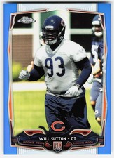 2014 Topps Chrome Blue Refractors Will Sutton Rookie #170 Bears RC,/199