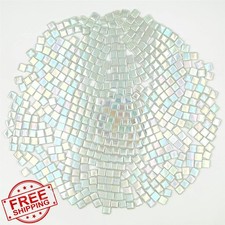 1.1lb Milky Square Crystal Mosaic Tiles Glass Pieces for DIY Crafts