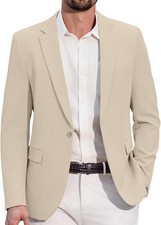 Mens Casual Blazer Slim Fit One Button Sport Coat Lightweight Notch Lapel Lined