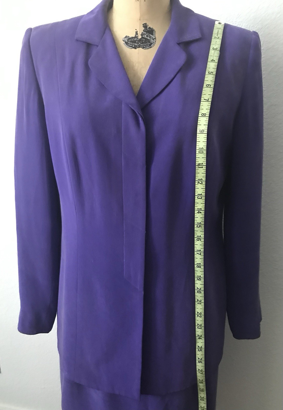 Vintage Travis Ayers Career 2 Pc Lined Silk Skirt Suit Purple Size 12