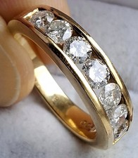 18Ct Gold 1Ct Diamond Half Eternity Wedding Band Ring Size N/O Heavy 5.5g
