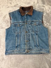 Wrangler Jeansweste Lederkragen Herren (M) Western Trucker Jacke blau