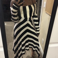 Black and white striped midi dress #stripeddress #mididress large/medium
