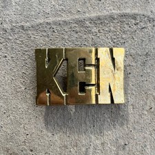 VTG Solid Brass KEN Belt Buckle Vintage