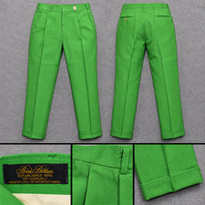 Vintage Brooks Brothers Pleated Pants Mens 34x27 Green Cuffed Made in USA