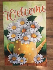 Garden Flag 12x18in Welcome Double sided Polyester daisies
