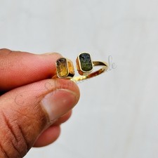 Natural Moldavite Ring 925 Sterling Silver libyan desert glass handmade ring