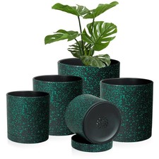 Homeuouz 5 Pack Plastic Plant Pots,17.5/15/14/12.5/10CM,Flower Pot Large Plan...