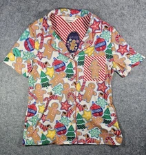 Peter Alexander Gingerbread Cotton Pajama Top Women's Size XS Christmas holiday